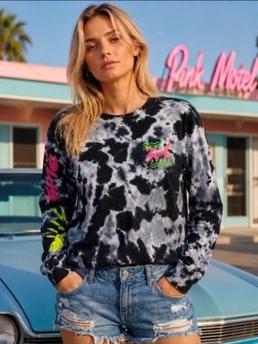 Surf Style 90s Retro Tie Dye Long Sleeve Tee | Women’s Small | 100% Cotton